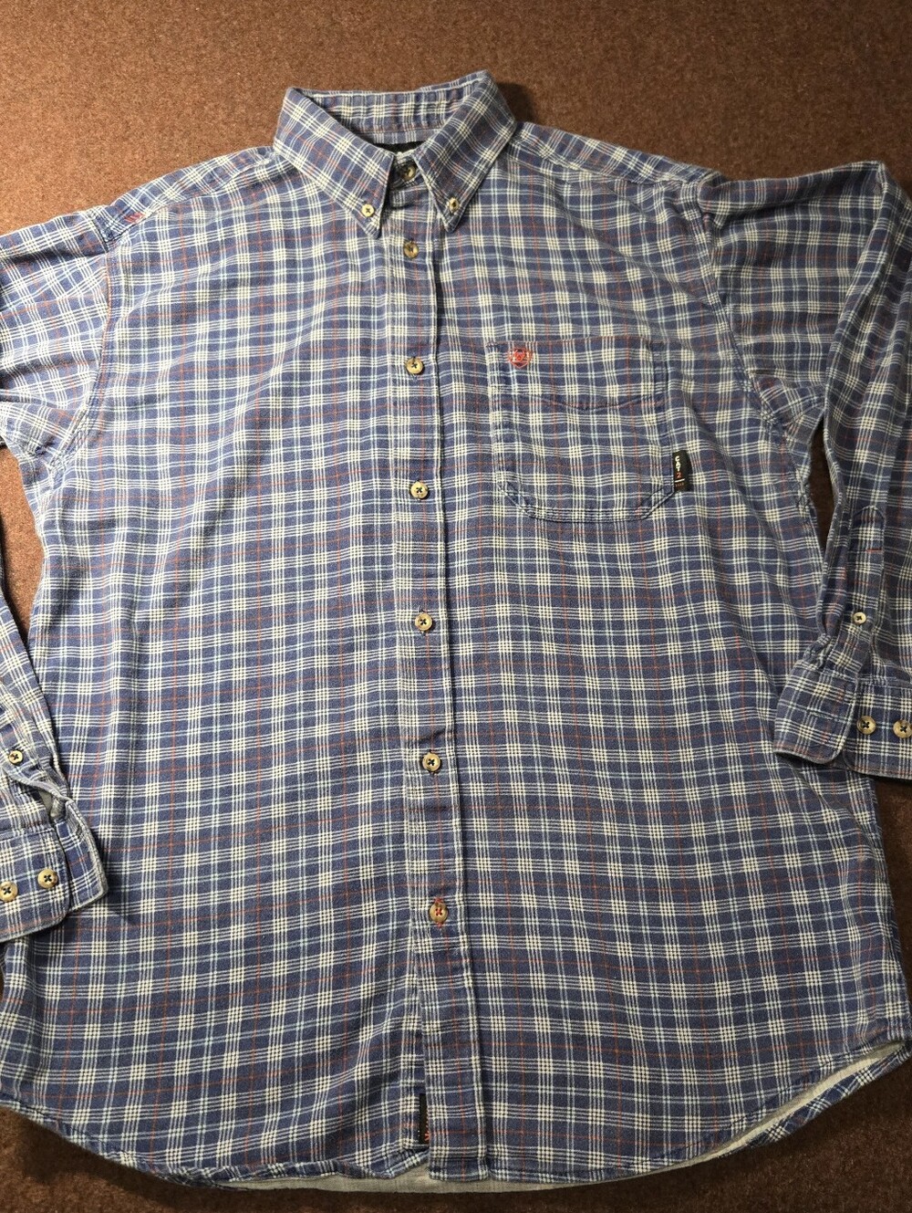 Ariat Men's FR (Flame Resistant) Long-sleeve Plaid Work Shirt PPE CAT2 Large